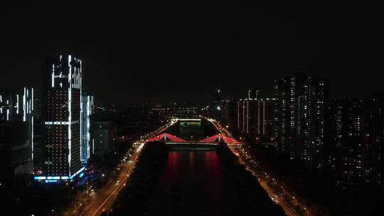无锡夜景大运河4K航拍视频素材模板下载