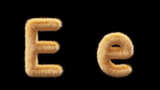 大写和小写Chick羊毛字母E的3D动画高清在线视频素材下载