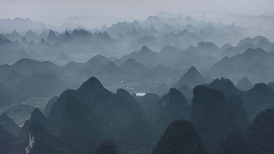 桂林中国风水墨山水桂林山水甲天下剪影