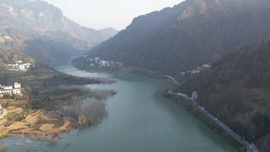 长江支流湖北恩施清江段风景风光航拍