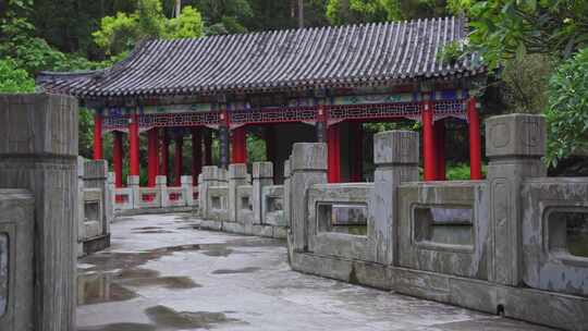 园博园雨天江南园林建筑雨天国风氛围