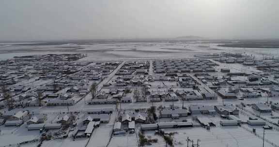 冬天呼伦贝尔农垦农场村落雪景