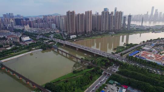 鸟瞰浏阳河大桥-浏阳河铁路桥