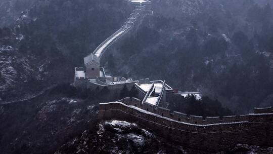 河北承德金山岭万里长城雪景