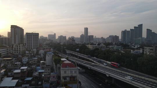 广州清晨的城市道路