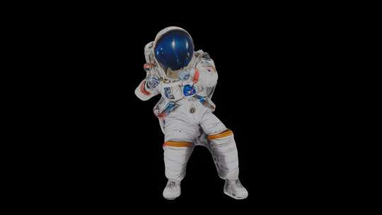 有趣的舞蹈澳大利亚宇航员孤立在黑色3d动视频素材模板下载