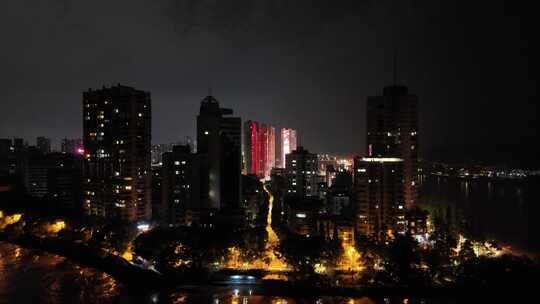 航拍四川乐山夜景