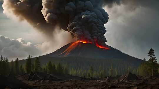 火山爆发末日景象