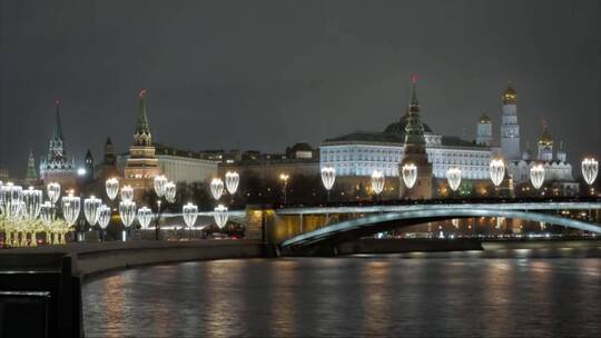 莫斯科克里姆林宫的夜景