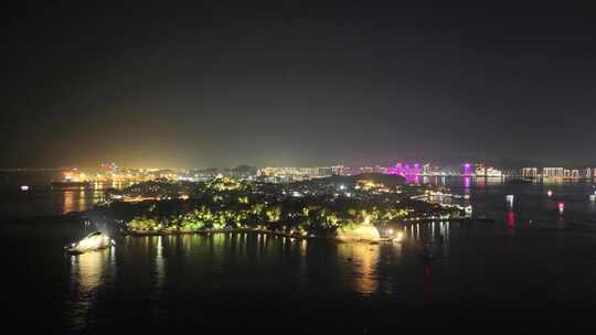 福建厦门鼓浪屿夜景航拍