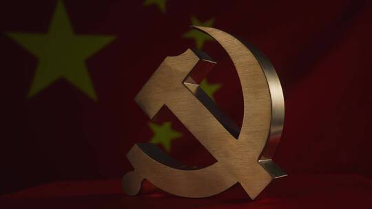 鲜艳的红旗中国共产党党徽视频素材模板下载