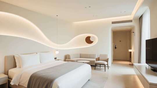 现代酒店卧室室内场景