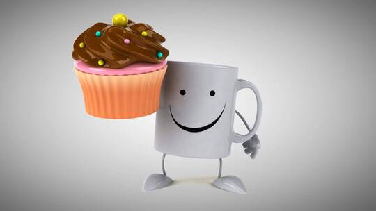 咖啡和纸杯蛋糕动画