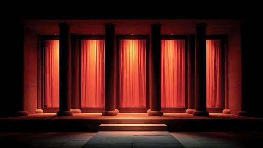 唐风建筑舞台红幕徐徐升起