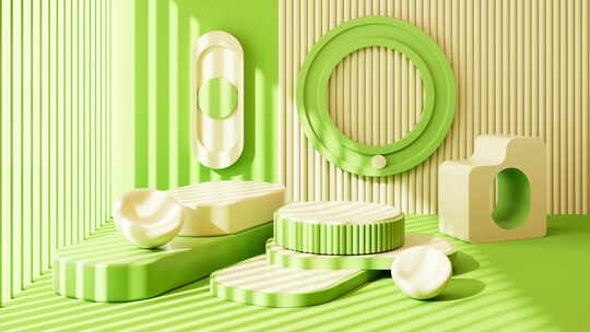 抽象室内几何体电商展台背景光影运动动画