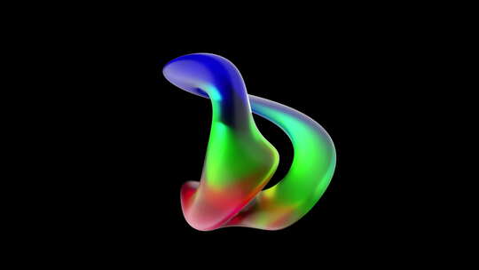 旋转多色脉动CGI动画抽象液体形式在黑暗