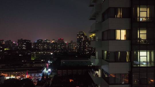 上海六院夜景航拍空镜