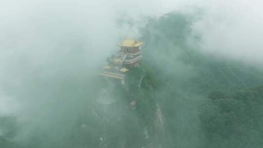 航拍南五台景区云海景观