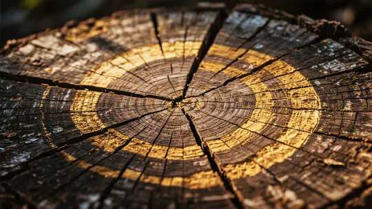 详细木材切面纹理特写