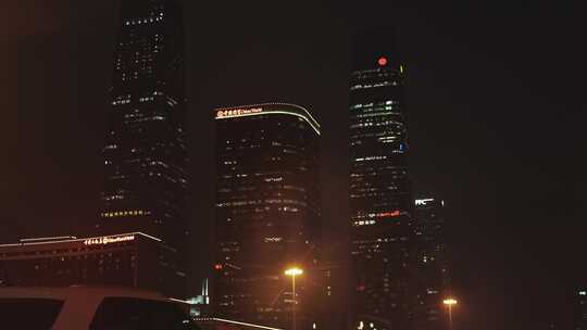 北京国贸夜景车窗视角视频素材模板下载