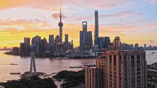 上海陆家嘴城市建筑日出日落景观