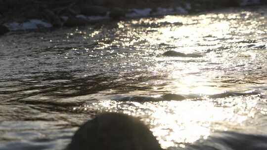 夕阳 水流 风景 水光 河流 慢动作 小溪