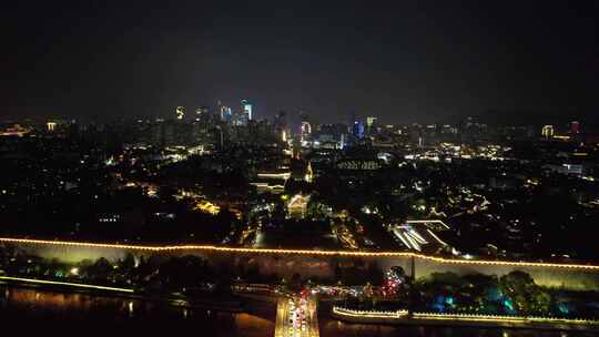 江苏南京城市夜景灯光中华门东秦淮河夜景