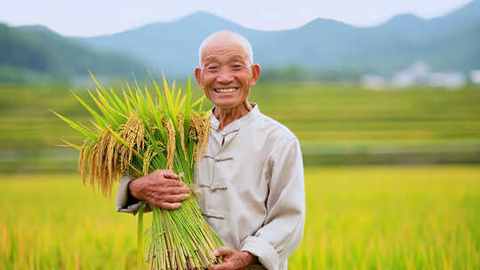 稻田丰收喜悦