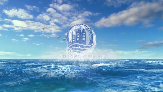 4K大气震撼蓝色海洋升起字幕LOGOAE视频素材教程下载