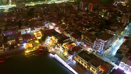 航拍厦门沙坡尾夜景风景