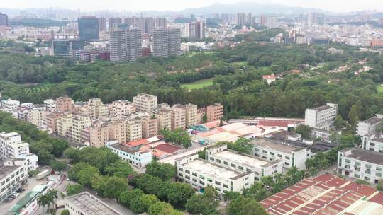 航拍深圳龙华区观澜城市建筑景观