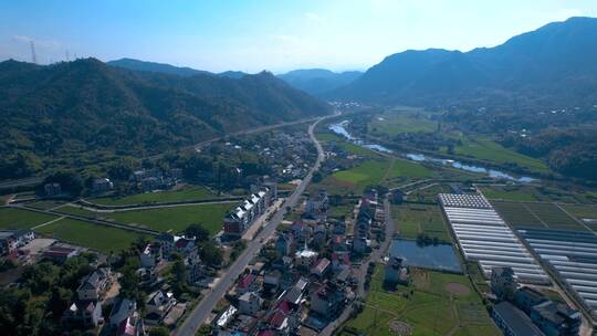 农村视频浙江农村房屋田野河流公路