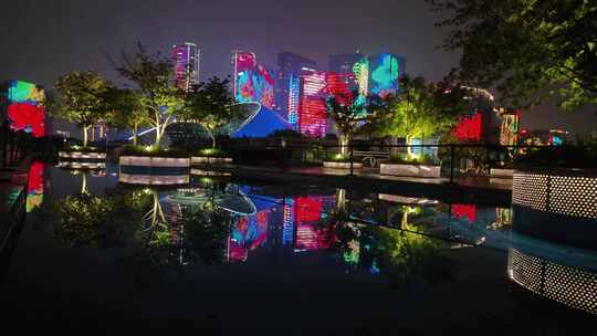 杭州钱江新城灯光秀绚丽夜景视频素材模板下载