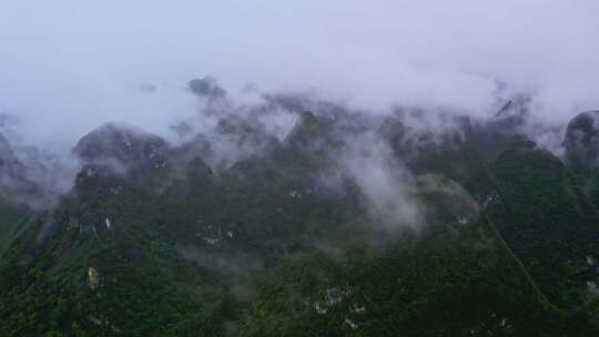 航拍雨后群山云雾缭绕山峦叠嶂山脉山川