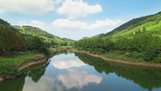 金华东白山水库茶园风景航拍