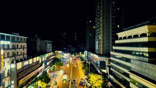 湖北襄阳城市夜景交通航拍