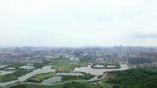 杭州滨江区白马湖风景航拍