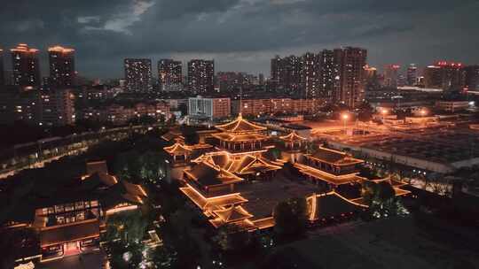 航拍洛阳上阳宫夜景