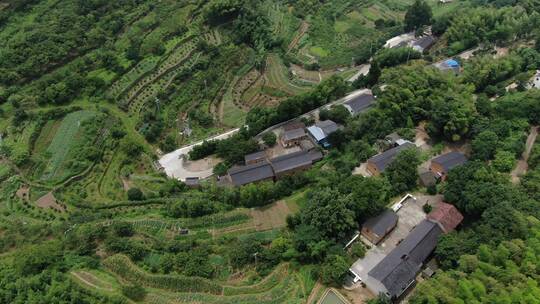 航拍浙江杭州桐庐山区自然风景