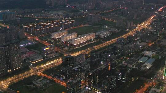 4K杭州未来科技城夜景视频素材模板下载