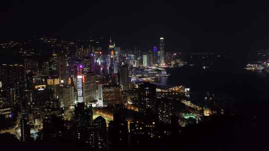 长焦香港维多利亚港夜和香港CBD夜景8K