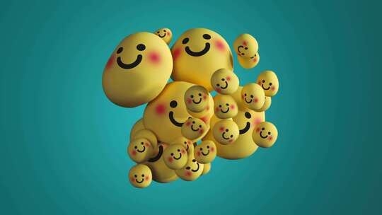 快乐的微笑表情符号。3D动画