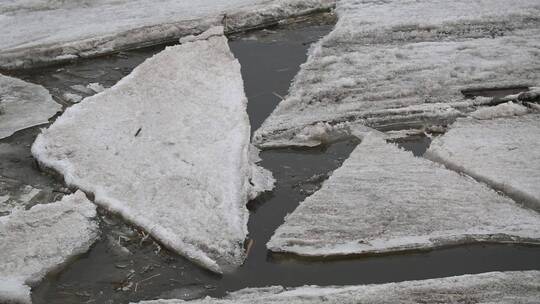 开河河面的冰排视频素材模板下载