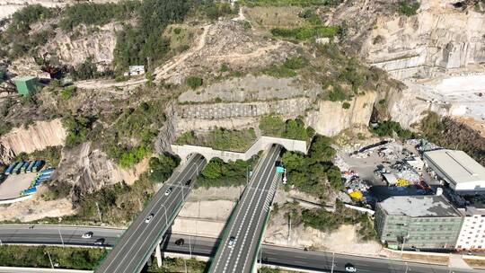 隧道高速公路航拍高架桥隧道高速路汽车行驶视频素材模板下载