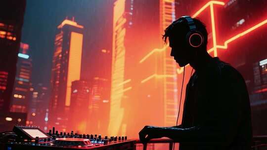 DJ控制台表演与视觉特效融合