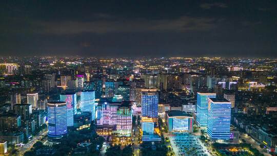 广东汕头城市夜景灯光秀航拍延时8K