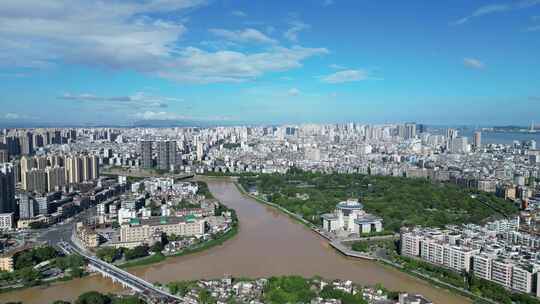 航拍汕头城市风光汕头大景