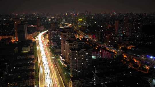 浦西虹口区内环高架夜景航拍