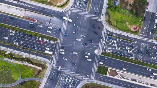 航拍城市道路车流延时视频素材模板下载