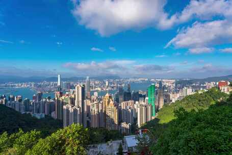 香港地标 维多利亚港 太平山顶延时